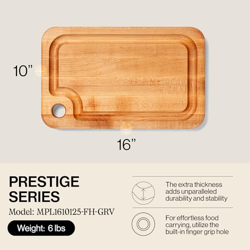 Prestige Series Rectangular Wooden Maple Cutting Board 16”x10”