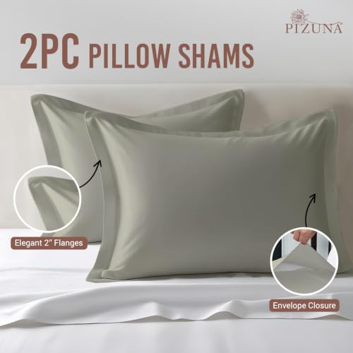 Pure 100% Cotton Pillow Shams Queen Size Set of 2 Silver (2 Count)