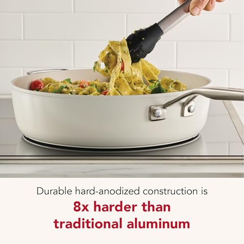 Hard Anodized Ceramic Induction Saute Pan with Lid and Helper Handle