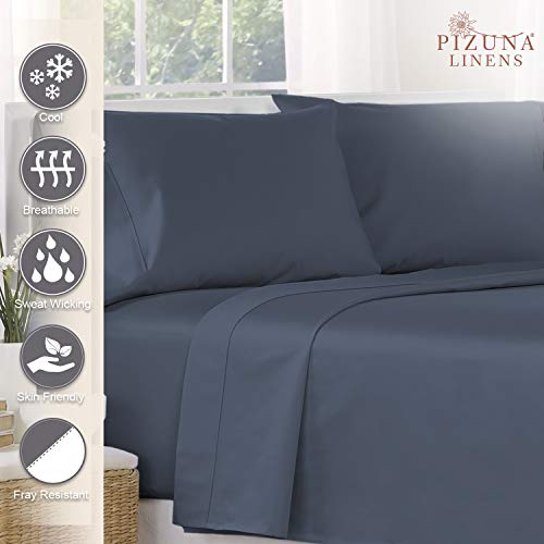 Pure 100% Cotton Flat Sheets Only King Dark Blue