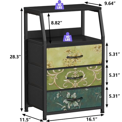 Retro NightStand with 3 Drawer