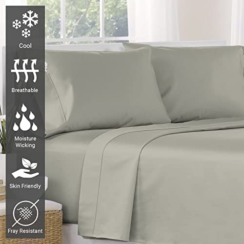 100% Cotton Queen Flat Sheet 400 Thread Count Silver