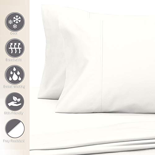 100% Cotton Queen Size Pillowcases 400 Thread Count Off White (2 Count)