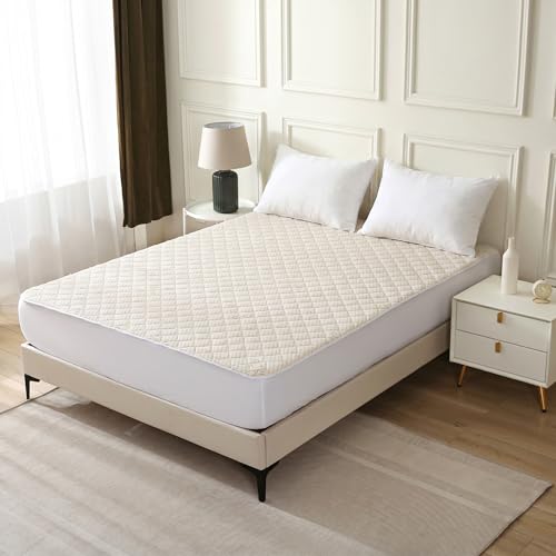 Luxury Quilted Organic Cotton Mattress Protector Queen Size