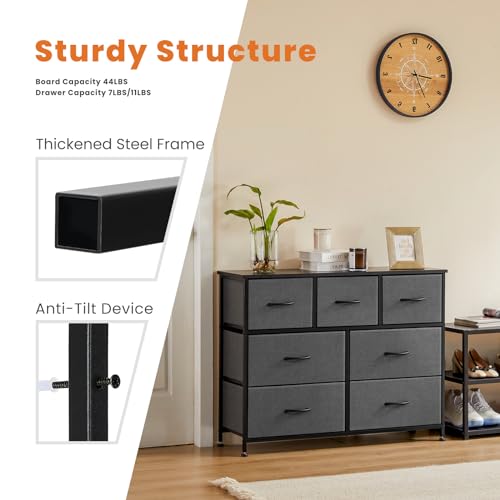 7 Drawer Dresser Storage Organizer with Fabric Bins