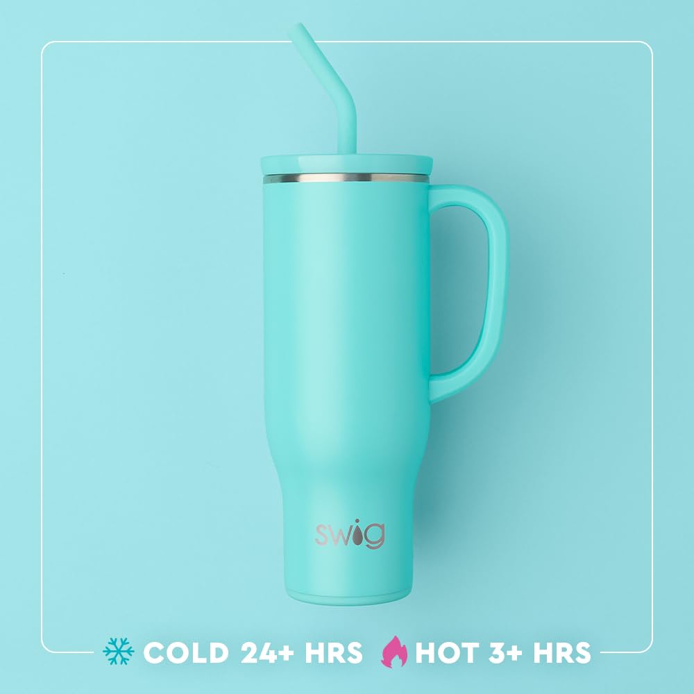 30oz Insulated Mega Mug with Handle & Straw