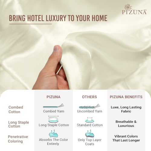Cotton Sheets Set Queen with 4 Cases 400 Thread Count Off White