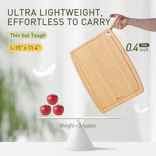 Lightweight Durable Bamboo Cutting Board with Non