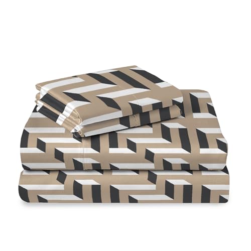 100% Cotton Mosaic Print Queen Sheets Set 400TC