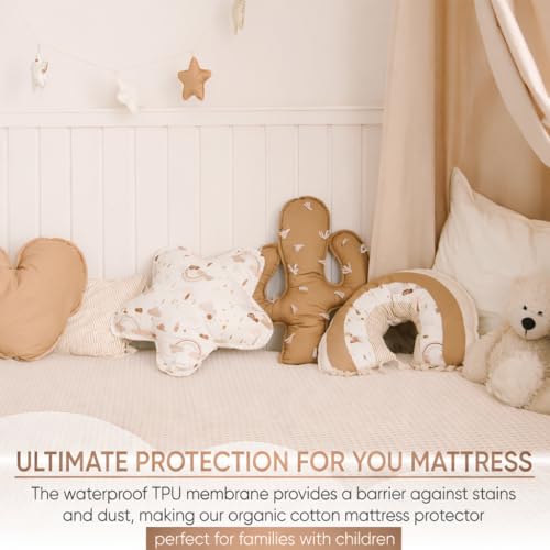 Deluxe Organic Cotton Percale Crib Mattress Protector Waterproof