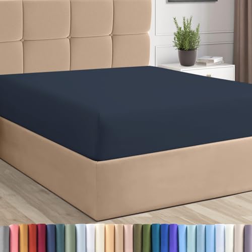 King Cotton Fitted Sheet 400 Thread Count Dark Blue