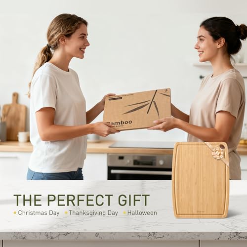 Lightweight Durable Bamboo Cutting Board with Non