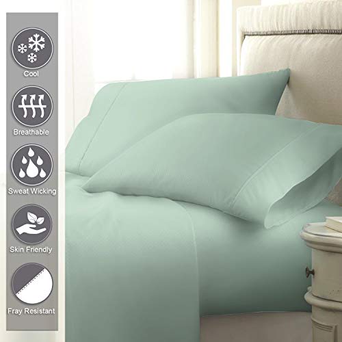 100% Cotton Sheets Set RV Queen 400 Thread Count Sea Foam