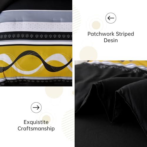 Yellow Black Comforter Set California King Size