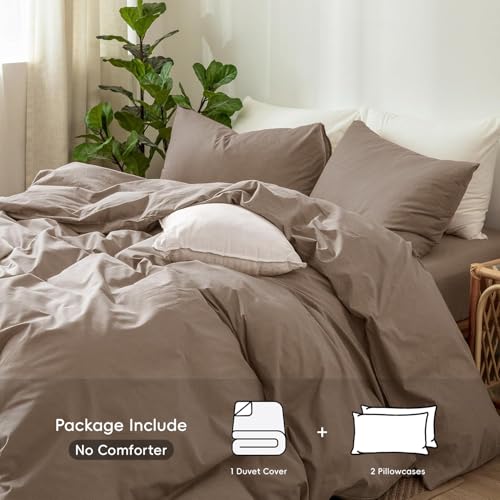 Duvet Cover Set 100% Washed Cotton Linen Like Super King (3 Count)