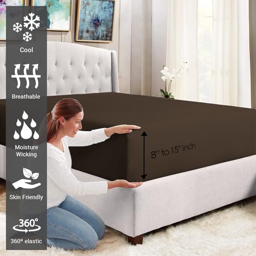Full Cotton Fitted Sheet 400 Thread Count Dark Brown