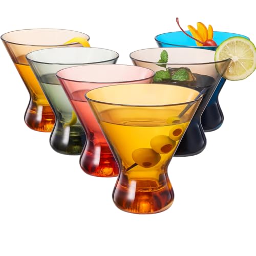 13 Ounce Colorful Pastel Plastic Stemless Martini Glasses