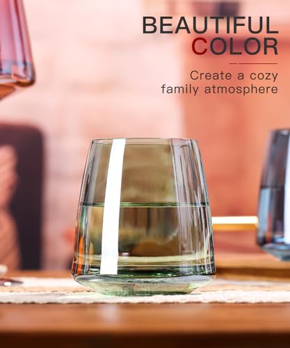 Stemless Colored Wine Glasses Set of 6 (6 Count)