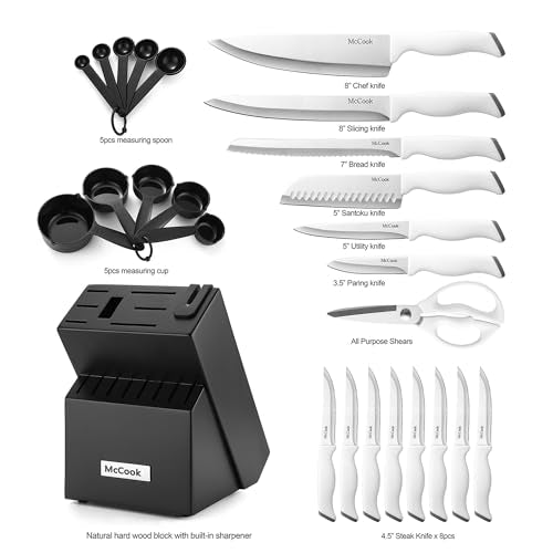 Kitchen Knife Set 24PC Knife Block Set w Built (24 Count)