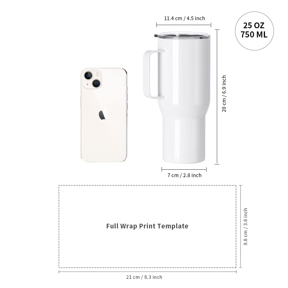 4 Pack Sublimation Travel Tumblers with Printable Handle 25 OZ (4 Count)