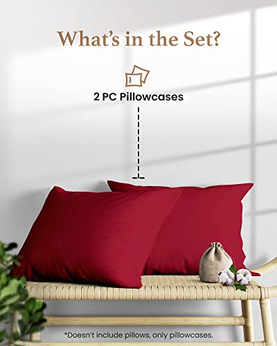 1000 TC Burgundy King Pillowcases Set of 2 100% Egyptian Cotton Pillow Cases with Long Staple Cotton & Sateen Weave (2 Count)