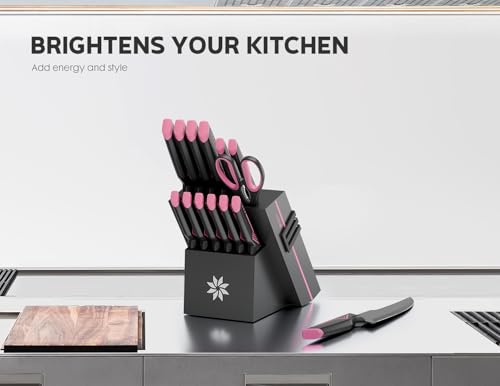15 PCS Knife Set with Block and Sharpener (15 Count)