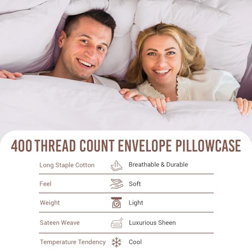 100% Cotton King Size Pillowcases 400 Thread Count Light Lilac (2 Count)