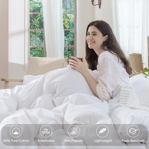 Duvet Cover Set 100% Washed Cotton Linen Like Oversized Queen (67.2 Ounce)
