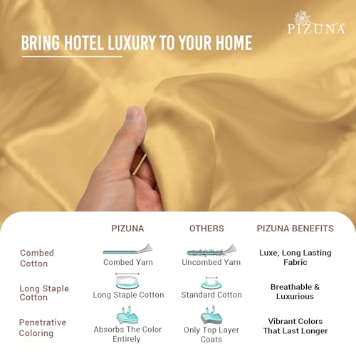 100% Cotton Full Duvet Cover Set 400 Thread Count Golden Yellow