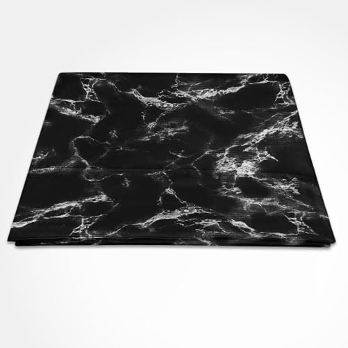 100% Cotton Marble Print King Flat Sheet 400TC Black
