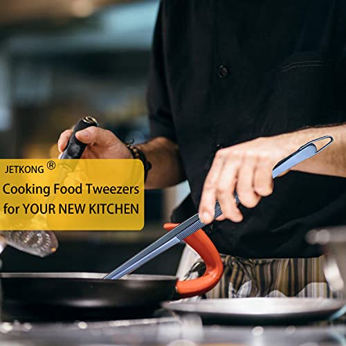2 Pcs 12 Inch Cooking Tweezer Tongs Stainless Steel Kitchen Tweezers Plating Tongs (2 Count)