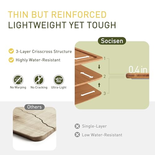 Lightweight Durable Bamboo Cutting Board with Non