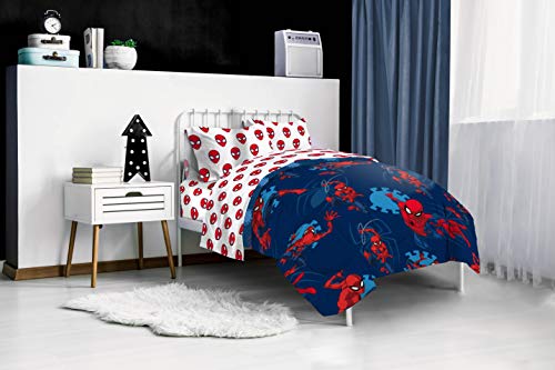 Marvel Spiderman Twin Comforter Set 4 Piece Kids Bedding for Boys