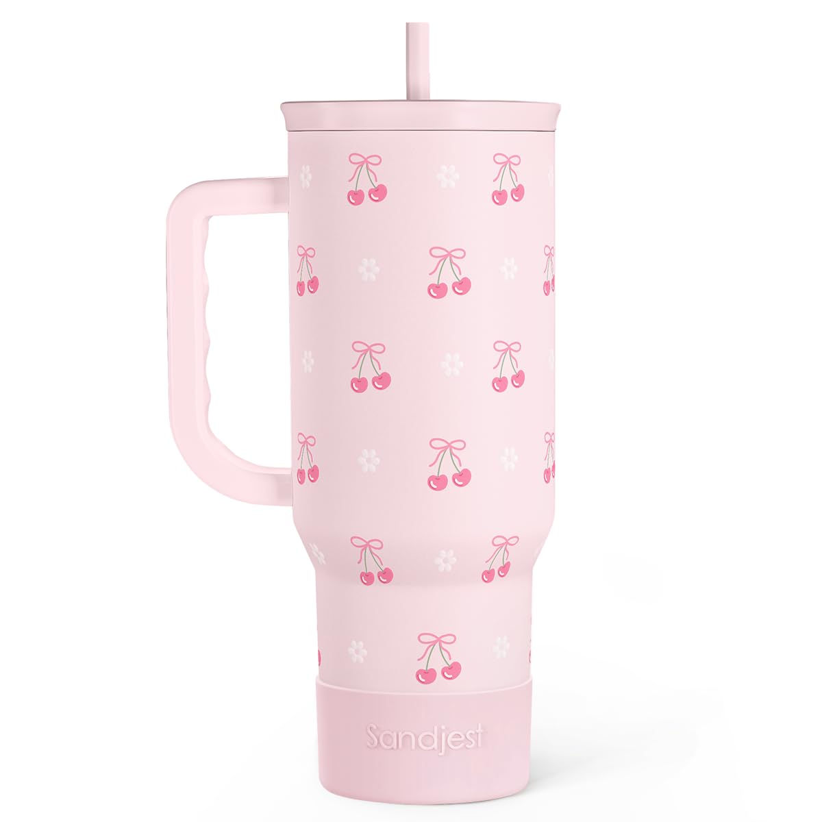 Cherry 40oz Slider Tumbler with Handle and Straw