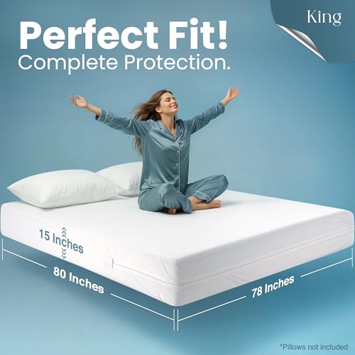Bulk 10 Pack Hotel King Size Mattress Encasement 100% Waterproof (10 Count)