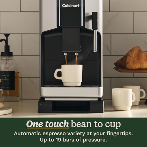 Cuisinart Espresso Bar Fully Automatic Espresso Machine, Makes Hot or Cold Cafe-Quality Cappuccino, Lattes, Americanos and Cold Extracted Espresso, Steam/Frothing Wand for Milk-Based Drinks, EM-550