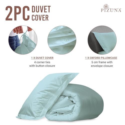 100% Cotton Twin Duvet Cover Set 400 Thread Count Baby Blue