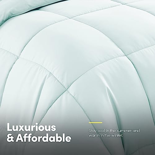 7 Piece Comforter Set Bag Solid Color All Season Soft Down Alternative Blanket & Luxurious Microfiber Bed Sheets (7 Count)