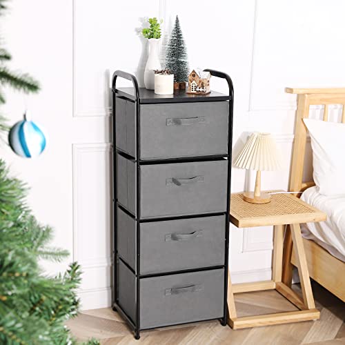 4 Drawer Fabric Dresser Tall Storage Tower