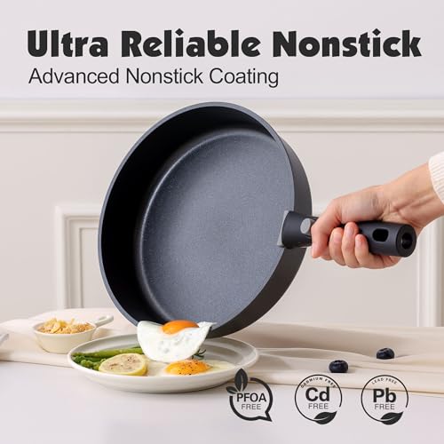 17 Piece Nonstick Detachable Handle Pots and Pans Set Black
