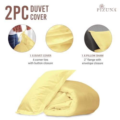 100% Cotton Twin Duvet Cover Set 400 Thread Count Mellow Yellow