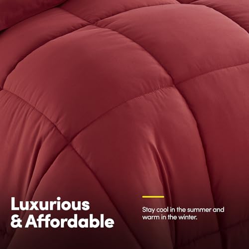 7 Piece Comforter Set Bag Solid Color All Season Soft Down Alternative Blanket & Luxurious Microfiber Bed Sheets