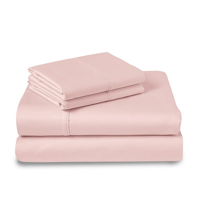 100% Cotton Sheets Set California King 400 Thread Count Light Pink