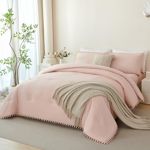 Peach Pink Comforter Set Twin Size
