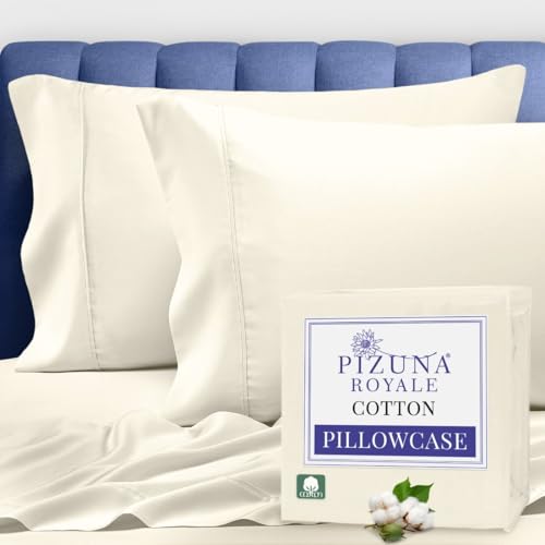 100% Luxury Cotton King Size Pillow Case Ivory