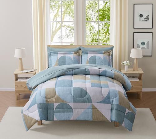 Geometric Comforter Set Queen with Sheets Bed in a Bag