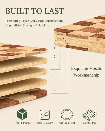Checkered Cutting Board Set with Holder