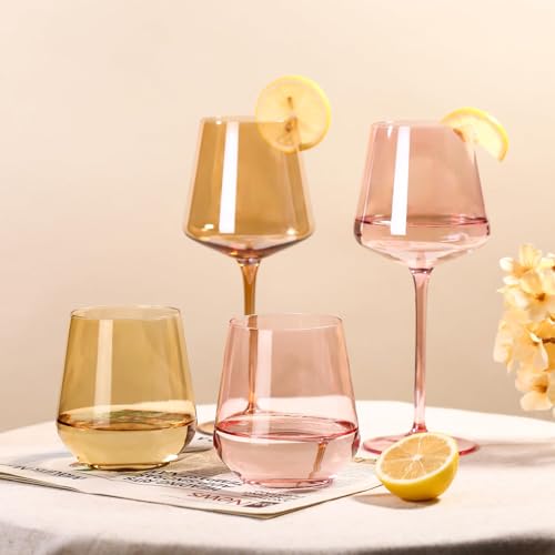 Colored Stemless Wine Glasses Set of 6 (6 Count)