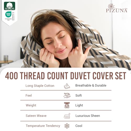 100% Cotton Mosaic Print Twin Duvet Cover Set 400 Thread Count