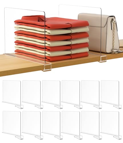 12 Pcs Clear Acrylic Shelf Dividers